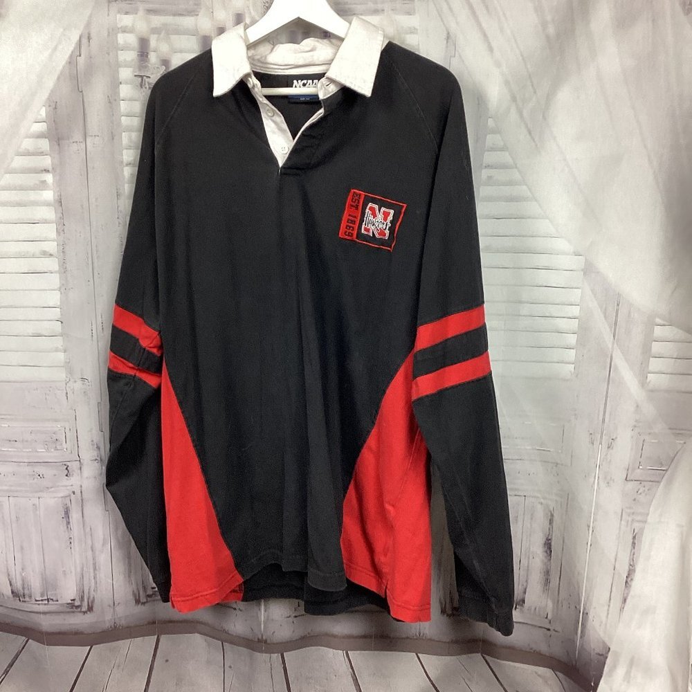 Vintage Nebraska Huskers Long Sleeve Polo 2XL